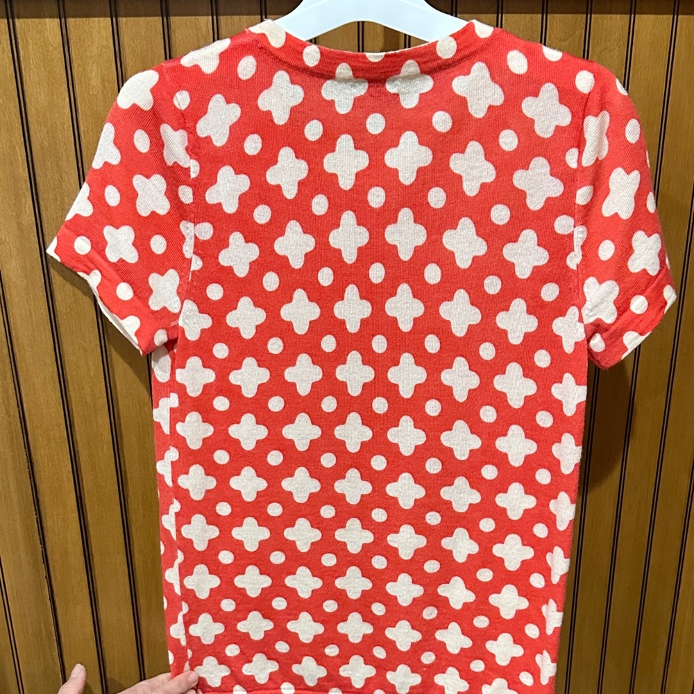 J. Crew Coral and Cream Geometric Sweater Tee - Picture 3 of 3
